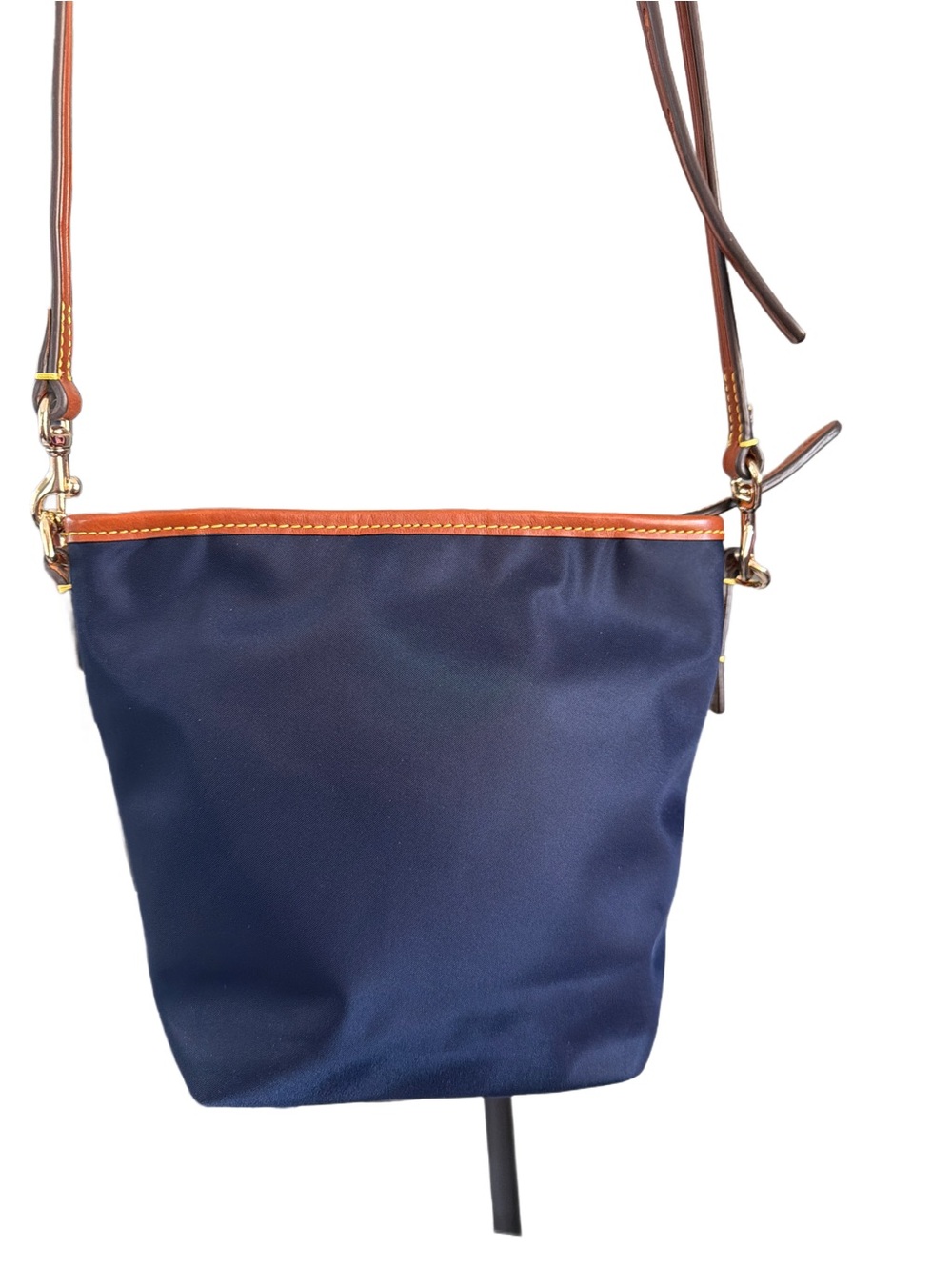 Dooney & Bourke Navy Crossbody with Brown Leather Trim and Red Accent - Picture 3 of 14